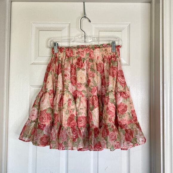 ALAMOUR Shailee Flare Skirt Set Rose Floral Pink Size Medium Romantic Girly - Picture 10 of 14